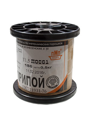 Припой ПОС61 ТР 1.5мм катушка 500г, (СПЕЦ. ФЛЮС СА402)