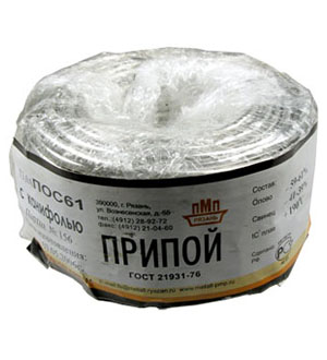 Припой ПОС61 ТР 3.0мм бухта 1 кг, (СПЕЦ. ФЛЮС СА402)