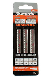 78212, полотно для электрического лобзика по дереву 75х4мм Bimetell Т101DF 3шт.