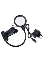 ZB-667-75, Лупа с 12 LED подсветкой, D=75мм, на прищепке, 6х