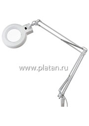 31-0001, Лупа на струбцине круглая настольная 3D с подсветкой, белая