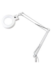 31-0011, Лупа на штат., кругл., наст.,5Х, с подс. на струбцине, белая