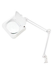 31-0212, Лупа на штат., квадр., наст.,5Х, с подсв., струб., белая