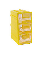 К4 жёлтая, кассетница 3 ячейки прозр. лоток 49х82х100мм