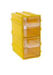 К3 жёлтая, кассетница 2 ячейки прозр. лоток 49х82х100мм