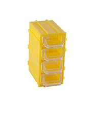 К5-П1 жёлтая, кассетница 4 ячейки 8 секций 49х82х100мм