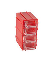 К5-П1 красная, кассетница 4 ячейки 8 секций 49х82х100мм