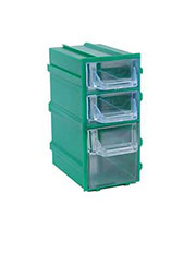 К6 зелёная, кассетница 3 ячейки прозр. лоток 49х82х100мм