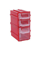 К6 красная, кассетница 3 ячейки прозр. лоток  49х82х100мм