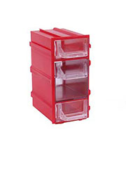 К7 красная, кассетница 3 ячейки прозр. лоток 49х82х100мм