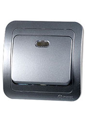 23421 ВЫКЛЮЧАТЕЛЬ  СКРЫТ.УСТ.1 КЛ. С ПОДСВЕТКОЙ (СЕРЕБ.)