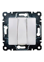 30001091 ВЫКЛЮЧАТЕЛЬ СКРЫТ. УСТАН. 3КЛ.(БЕЛ.)  Б/РАМКИ