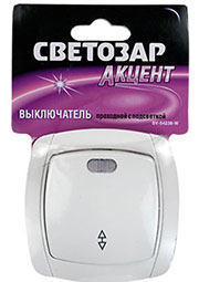 SV-54238-W ВЫКЛЮЧАТЕЛЬ ПРОХОДНОЙ ОДНОКЛАВ.С ПОДСВЕТКОЙ В СБОРЕ 10А