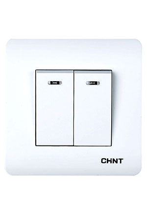 715386, 2-клавишный проходной выключатель с LED-подсветкой 10А 250В