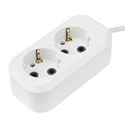 11-7202, Удлинитель  2 гнезда, 3 м, 3х0.75 мм?, с/з, белый