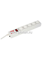 SPG-B-10-WHITE, Удлинитель сетевой с фильтром, 5 розеток, 3м, белый
